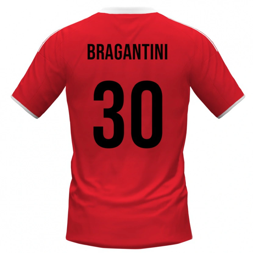 Danxen Mænd Davide Bragantini #30 Rød Hvid Udebane Spillertrøjer 2025/26 Trøje T-Shirt