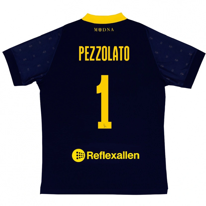 Danxen Mænd Michele Pezzolato #1 Mørkeblå Gul Udebane Spillertrøjer 2025/26 Trøje T-Shirt