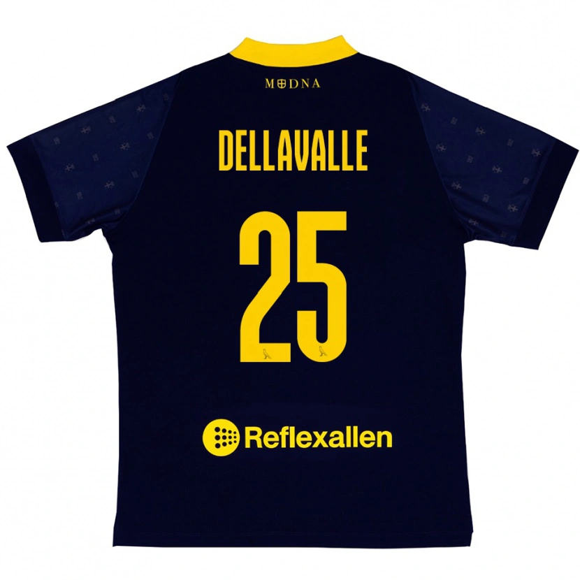 Danxen Mænd Alessandro Dellavalle #25 Mørkeblå Gul Udebane Spillertrøjer 2025/26 Trøje T-Shirt