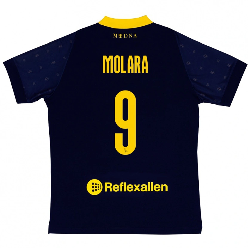 Danxen Mænd Christian Molara #9 Mørkeblå Gul Udebane Spillertrøjer 2025/26 Trøje T-Shirt