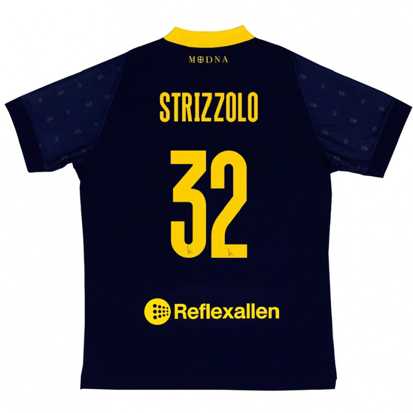 Danxen Mænd Luca Strizzolo #32 Mørkeblå Gul Udebane Spillertrøjer 2025/26 Trøje T-Shirt