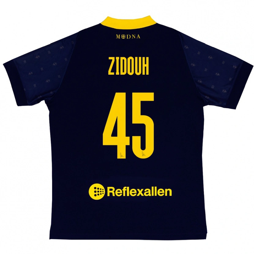 Danxen Mænd Taha Zidouh #45 Mørkeblå Gul Udebane Spillertrøjer 2025/26 Trøje T-Shirt