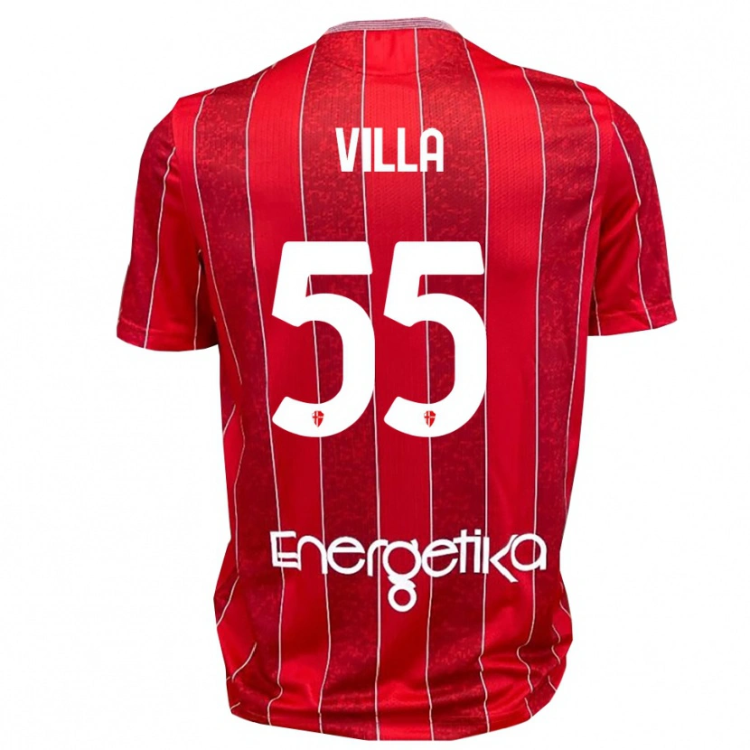 Danxen Mænd Lorenzo Villa #55 Rød Hvid Udebane Spillertrøjer 2025/26 Trøje T-Shirt