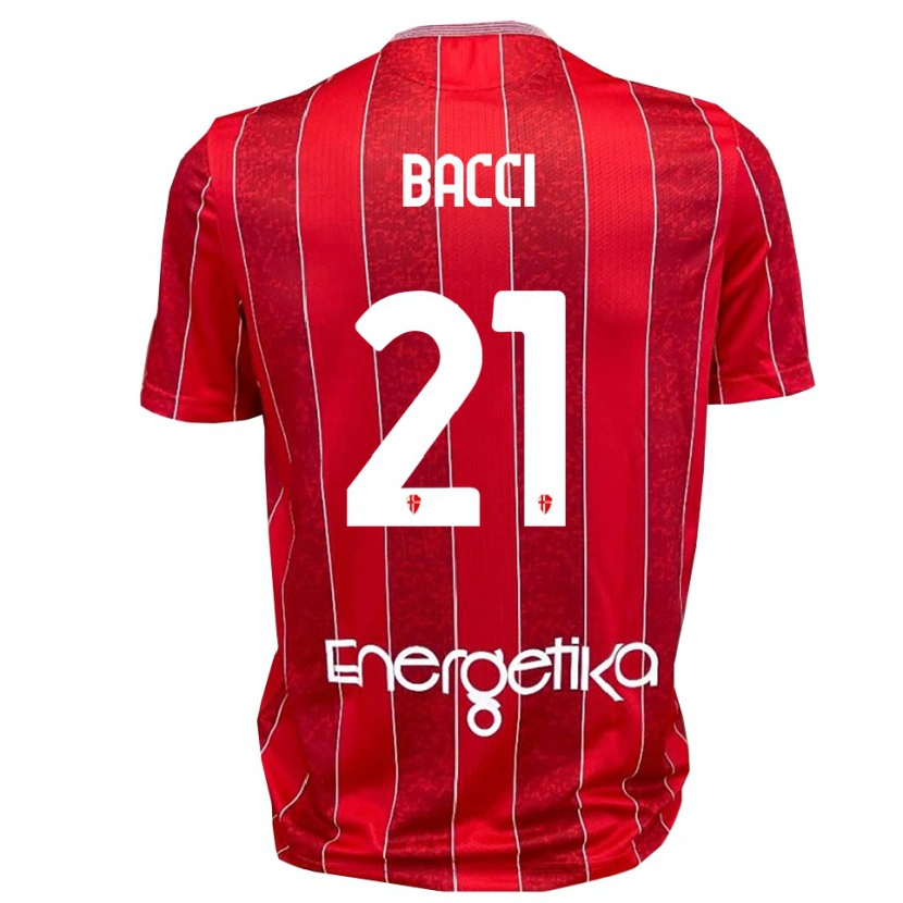 Danxen Mænd Jacopo Bacci #21 Rød Hvid Udebane Spillertrøjer 2025/26 Trøje T-Shirt