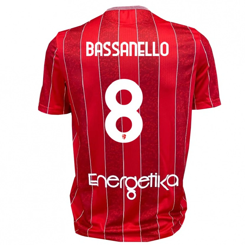 Danxen Mænd Davide Bassanello #8 Rød Hvid Udebane Spillertrøjer 2025/26 Trøje T-Shirt