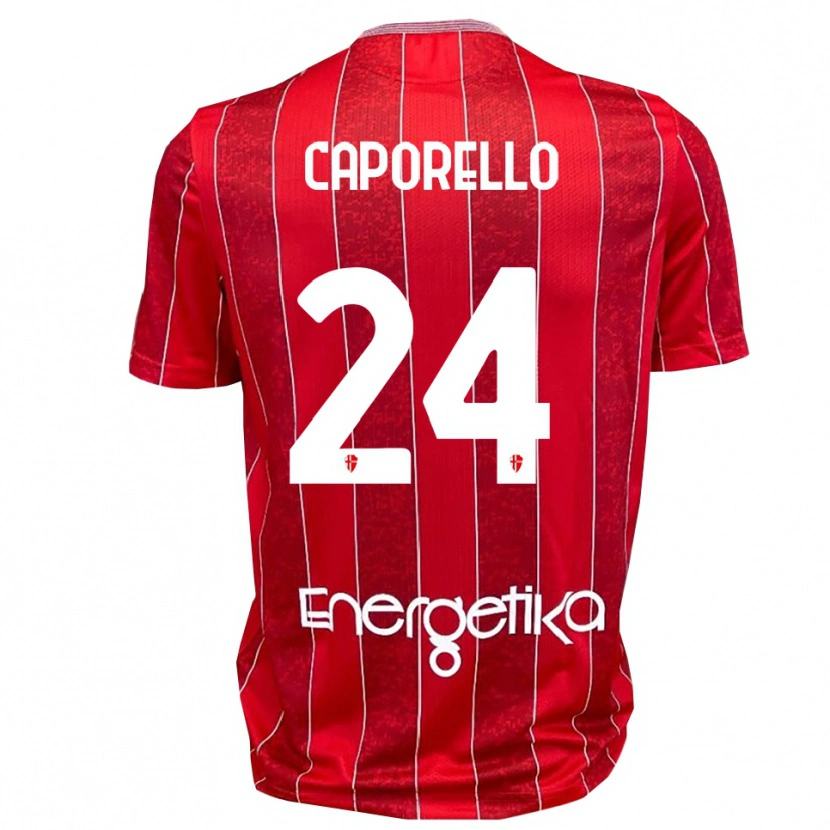 Danxen Mænd Edoardo Caporello #24 Rød Hvid Udebane Spillertrøjer 2025/26 Trøje T-Shirt