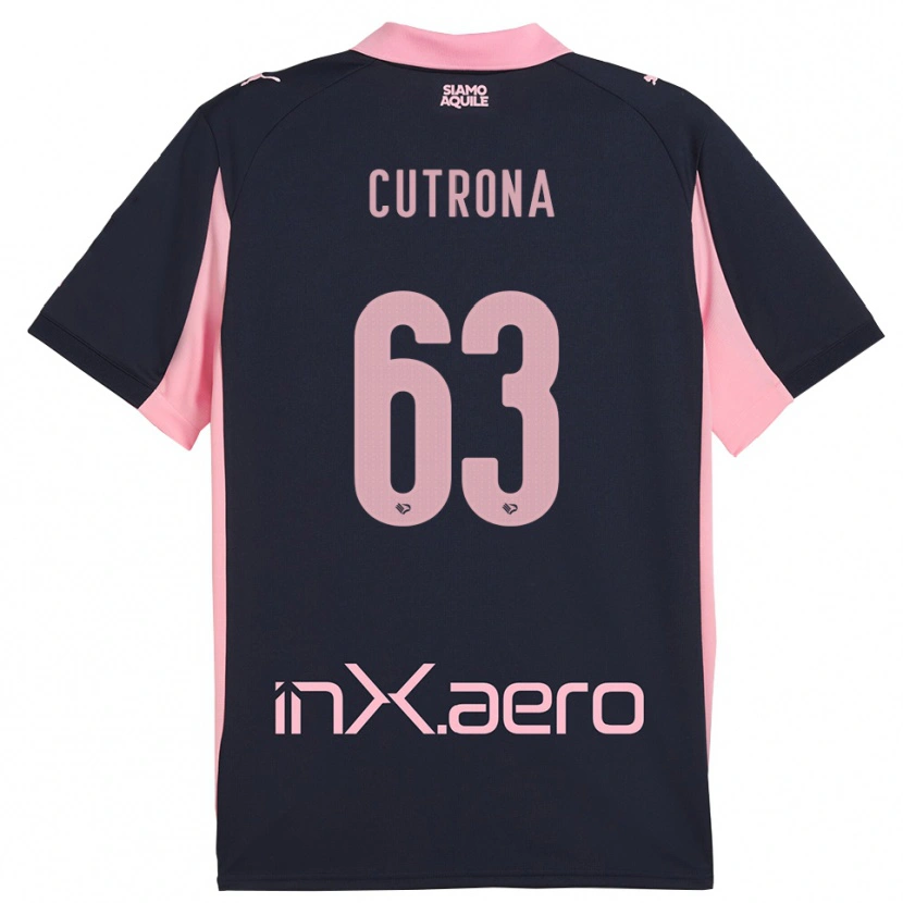 Danxen Mænd Francesco Cutrona #63 Mørkeblå Pink Udebane Spillertrøjer 2025/26 Trøje T-Shirt