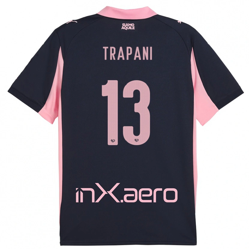 Danxen Mænd Nicolò Trapani #13 Mørkeblå Pink Udebane Spillertrøjer 2025/26 Trøje T-Shirt