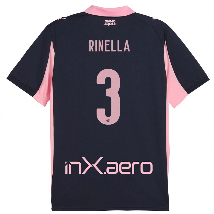 Danxen Mænd Alessandro Rinella #3 Mørkeblå Pink Udebane Spillertrøjer 2025/26 Trøje T-Shirt