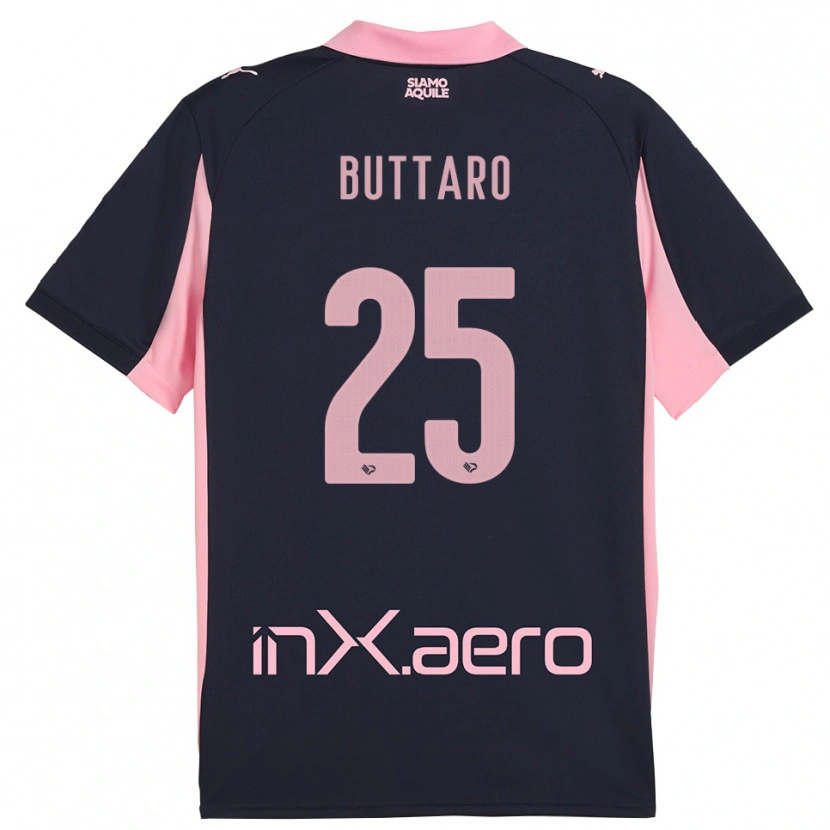 Danxen Mænd Alessio Buttaro #25 Mørkeblå Pink Udebane Spillertrøjer 2025/26 Trøje T-Shirt