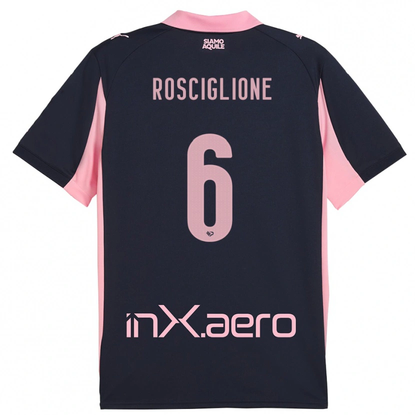 Danxen Mænd Davide Rosciglione #6 Mørkeblå Pink Udebane Spillertrøjer 2025/26 Trøje T-Shirt