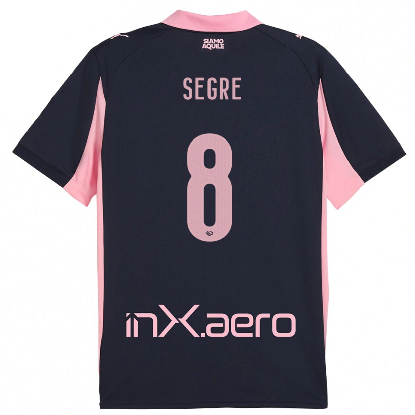 Danxen Mænd Jacopo Segre #8 Mørkeblå Pink Udebane Spillertrøjer 2025/26 Trøje T-Shirt