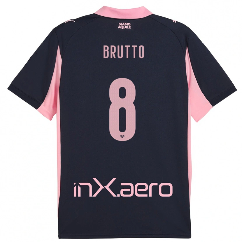 Danxen Mænd Valerio Brutto #8 Mørkeblå Pink Udebane Spillertrøjer 2025/26 Trøje T-Shirt