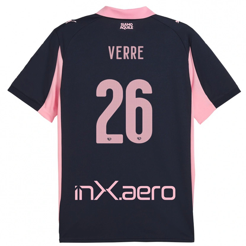 Danxen Mænd Valerio Verre #26 Mørkeblå Pink Udebane Spillertrøjer 2025/26 Trøje T-Shirt