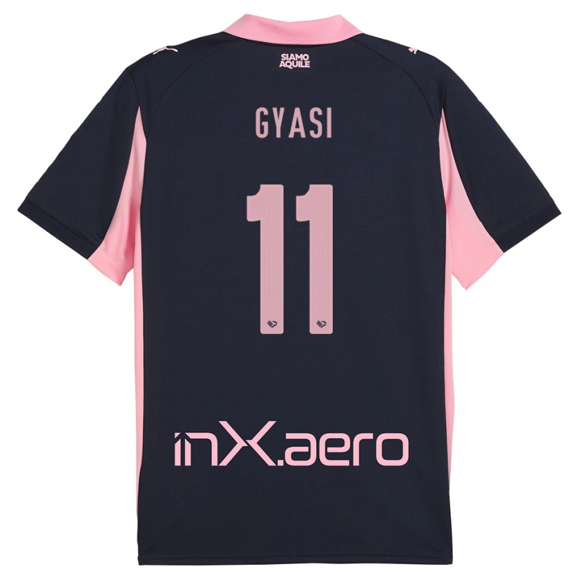 Danxen Mænd Emmanuel Gyasi #11 Mørkeblå Pink Udebane Spillertrøjer 2025/26 Trøje T-Shirt