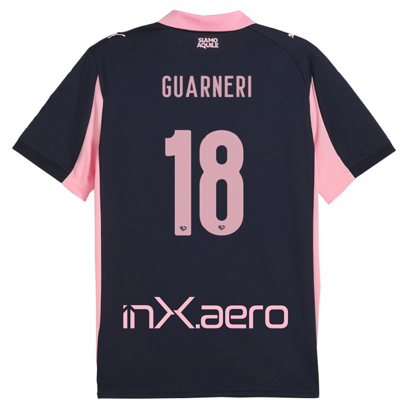 Danxen Mænd Davide Guarneri #18 Mørkeblå Pink Udebane Spillertrøjer 2025/26 Trøje T-Shirt