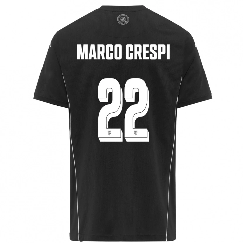Danxen Mænd Gian Marco Crespi #22 Sort Hvid Udebane Spillertrøjer 2025/26 Trøje T-Shirt