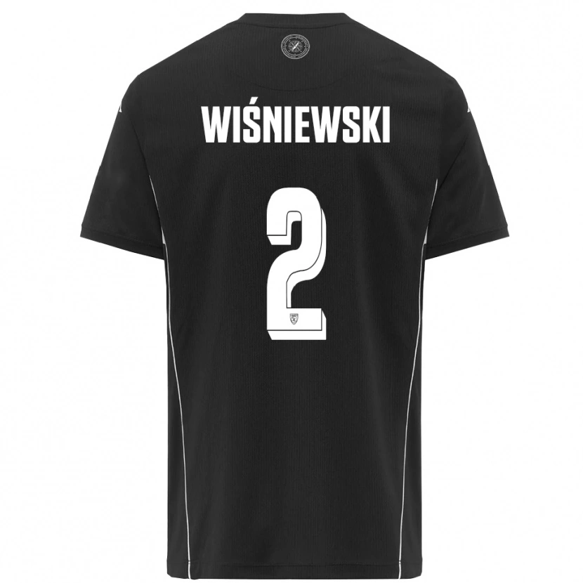 Danxen Mænd Przemysław Wiśniewski #2 Sort Hvid Udebane Spillertrøjer 2025/26 Trøje T-Shirt