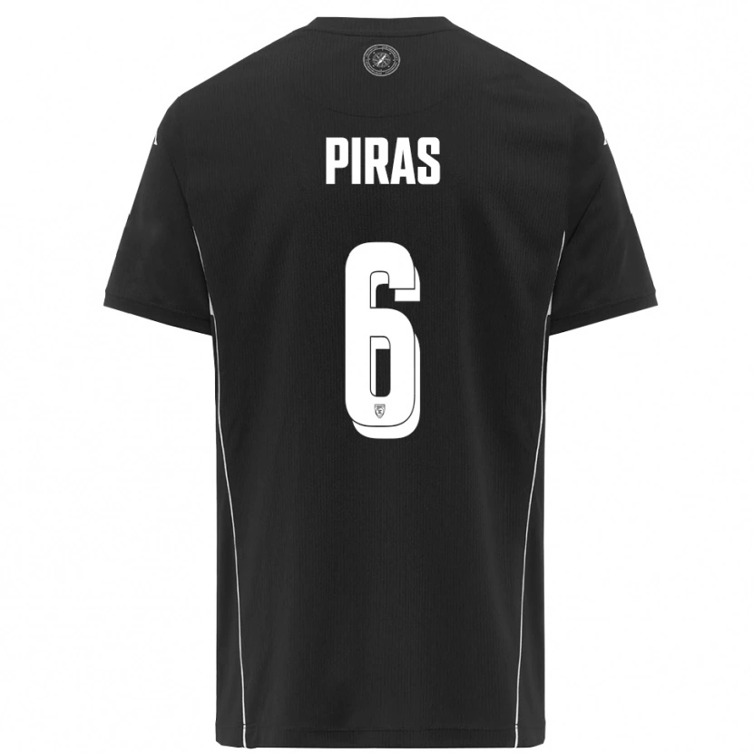 Danxen Mænd Filippo Piras #6 Sort Hvid Udebane Spillertrøjer 2025/26 Trøje T-Shirt