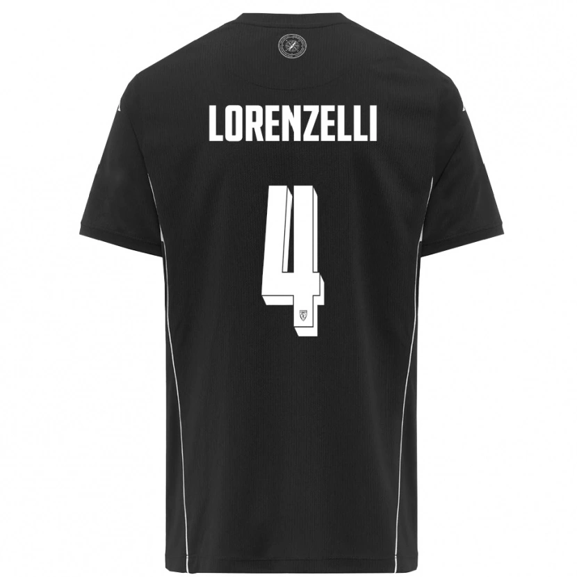 Danxen Mænd Emanuele Lorenzelli #4 Sort Hvid Udebane Spillertrøjer 2025/26 Trøje T-Shirt