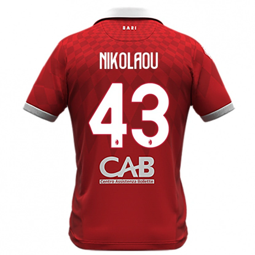 Danxen Mænd Dimitrios Nikolaou #43 Rød Hvid Udebane Spillertrøjer 2025/26 Trøje T-Shirt