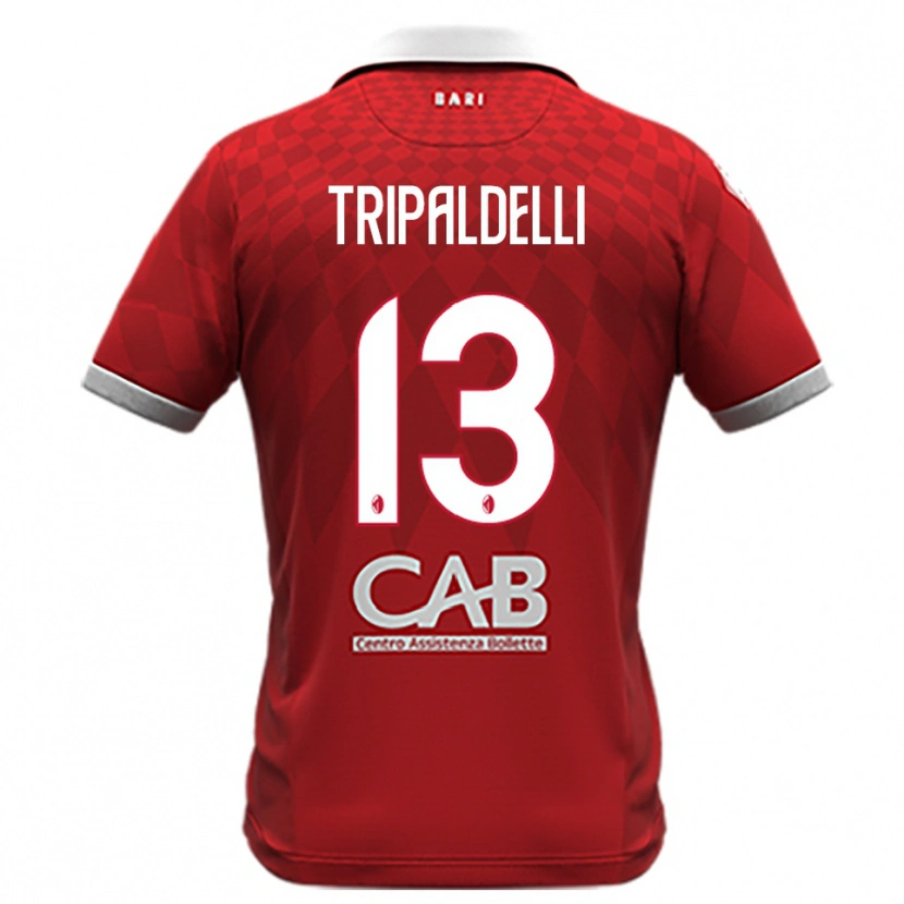 Danxen Mænd Alessandro Tripaldelli #13 Rød Hvid Udebane Spillertrøjer 2025/26 Trøje T-Shirt