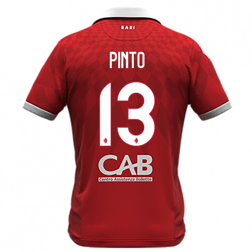 Danxen Mænd Francesco Pinto #13 Rød Hvid Udebane Spillertrøjer 2025/26 Trøje T-Shirt