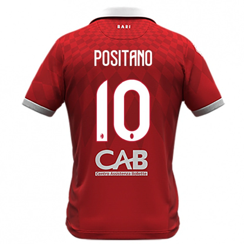 Danxen Mænd Giuseppe Positano #10 Rød Hvid Udebane Spillertrøjer 2025/26 Trøje T-Shirt