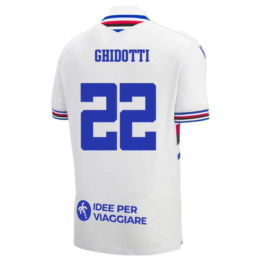 Danxen Mænd Simone Ghidotti #22 Hvid Blå Rød Udebane Spillertrøjer 2025/26 Trøje T-Shirt