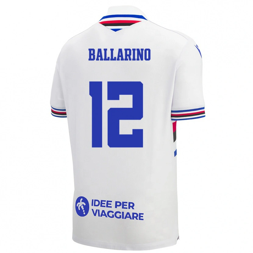 Danxen Mænd Alessio Ballarino #12 Hvid Blå Rød Udebane Spillertrøjer 2025/26 Trøje T-Shirt