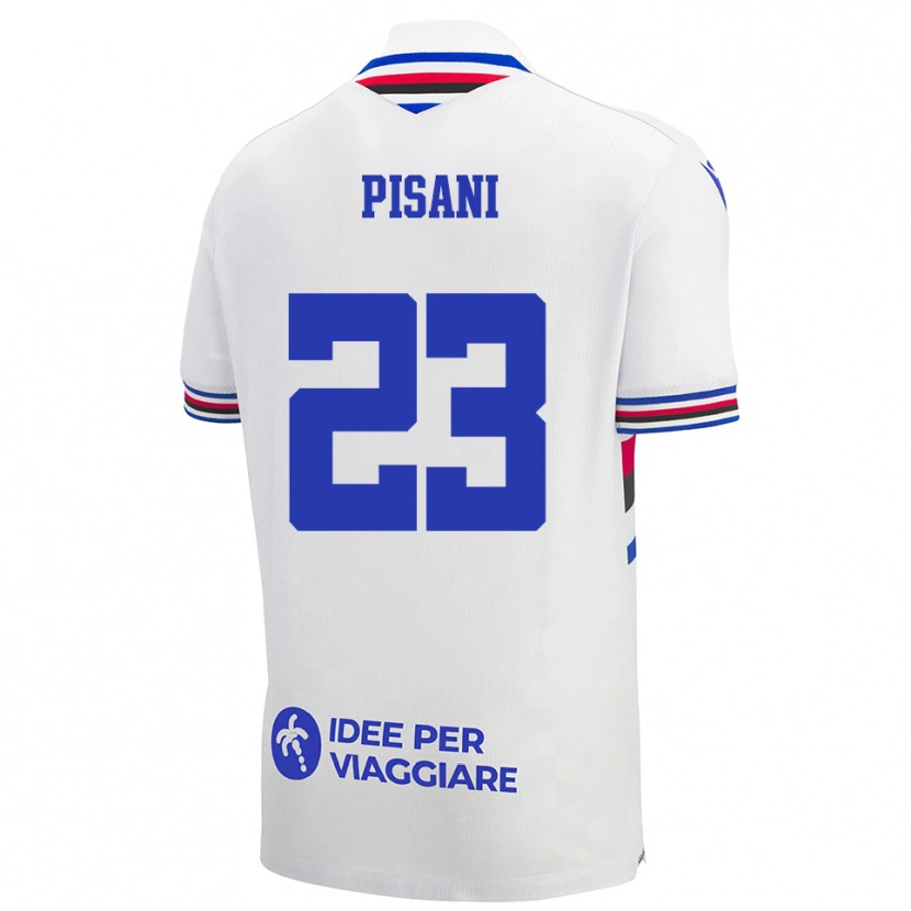 Danxen Mænd Elena Pisani #23 Hvid Blå Rød Udebane Spillertrøjer 2025/26 Trøje T-Shirt