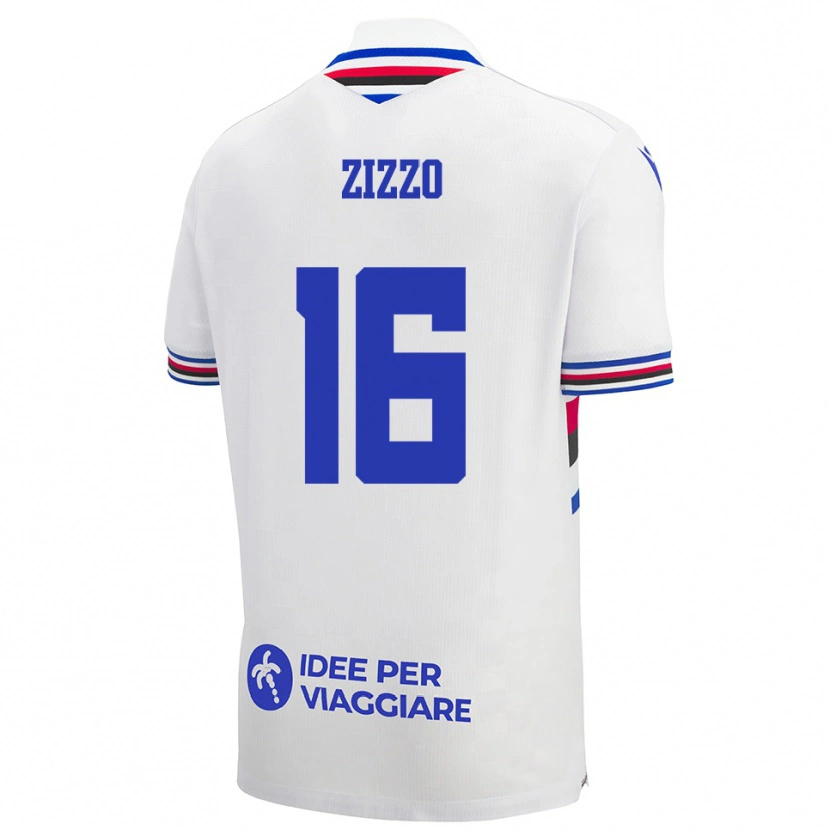 Danxen Mænd Vincenzo Zizzo #16 Hvid Blå Rød Udebane Spillertrøjer 2025/26 Trøje T-Shirt