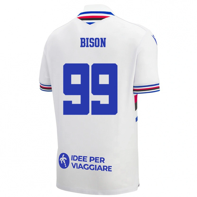 Danxen Mænd Giulia Bison #99 Hvid Blå Rød Udebane Spillertrøjer 2025/26 Trøje T-Shirt