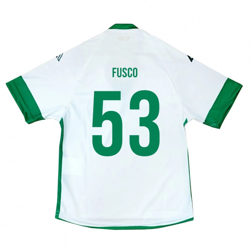 Danxen Mænd Salvatore Fusco #53 Hvid Grøn Blå Udebane Spillertrøjer 2025/26 Trøje T-Shirt