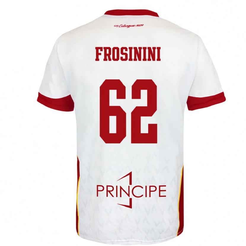 Danxen Mænd Ruggero Frosinini #62 Hvid Rød Udebane Spillertrøjer 2025/26 Trøje T-Shirt
