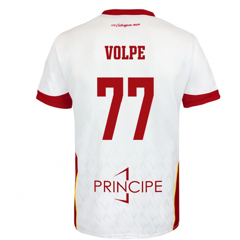 Danxen Mænd Giovanni Volpe #77 Hvid Rød Udebane Spillertrøjer 2025/26 Trøje T-Shirt
