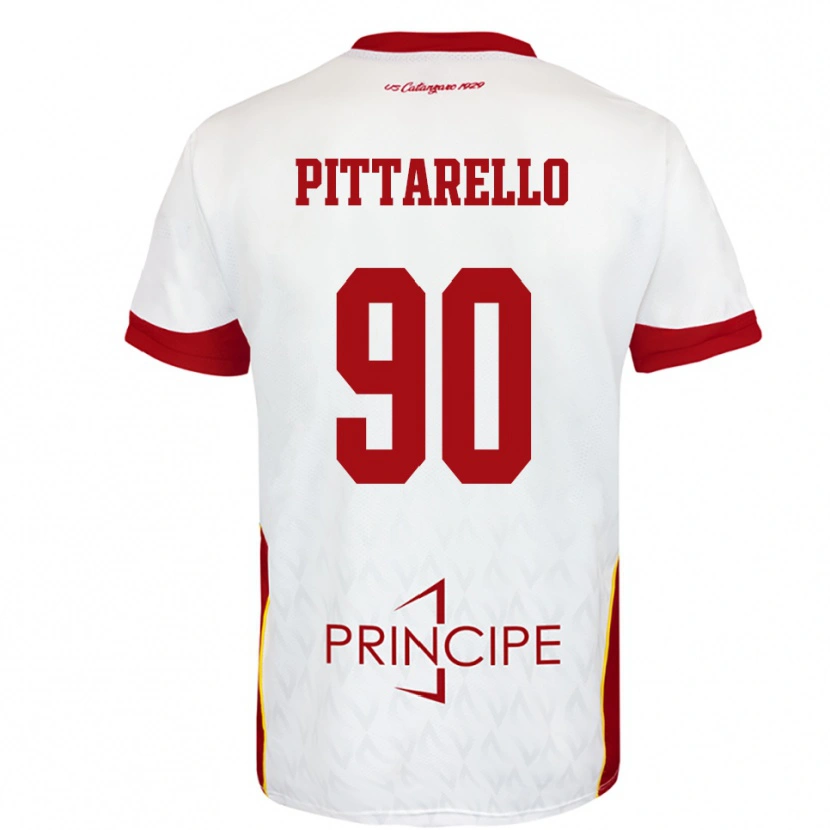 Danxen Mænd Filippo Pittarello #90 Hvid Rød Udebane Spillertrøjer 2025/26 Trøje T-Shirt