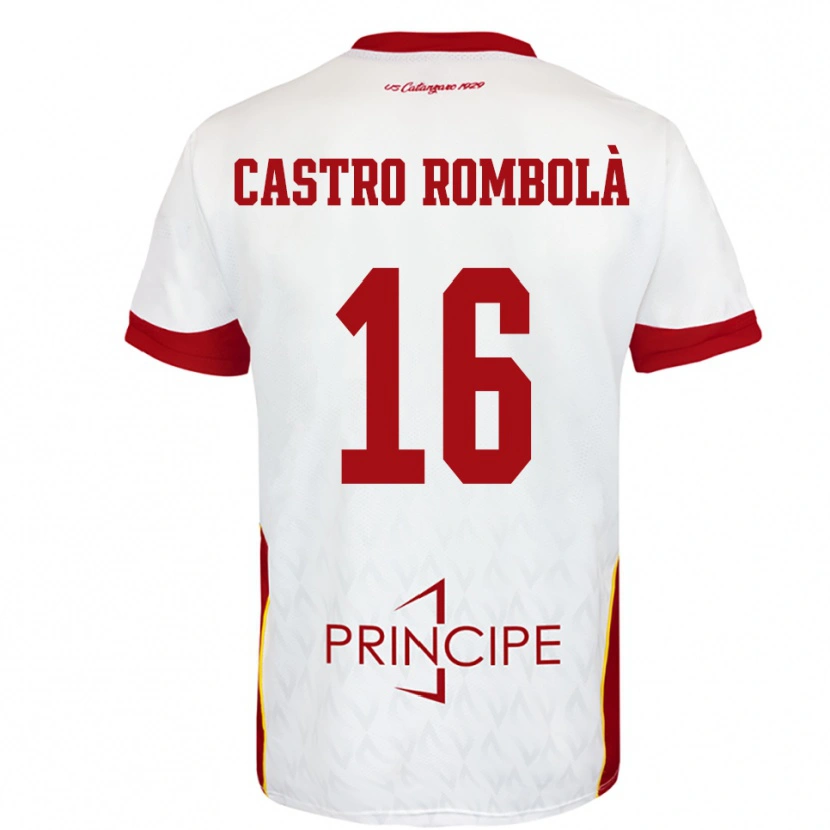 Danxen Mænd Carlo Castro Rombolà #16 Hvid Rød Udebane Spillertrøjer 2025/26 Trøje T-Shirt