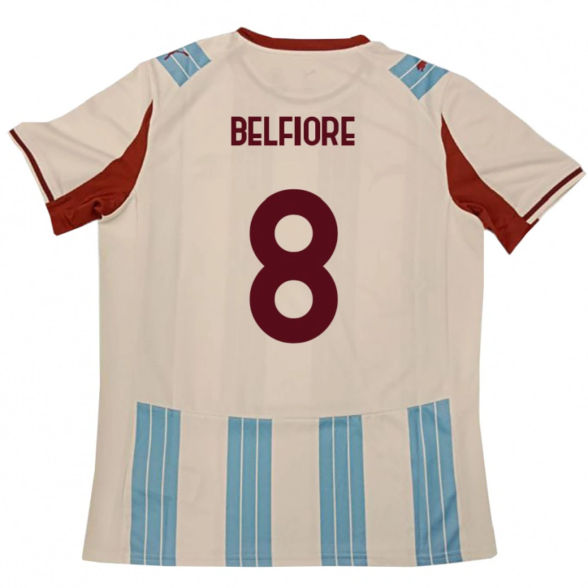 Danxen Mænd Edoardo Belfiore #8 Lyseblå Hvid Udebane Spillertrøjer 2025/26 Trøje T-Shirt