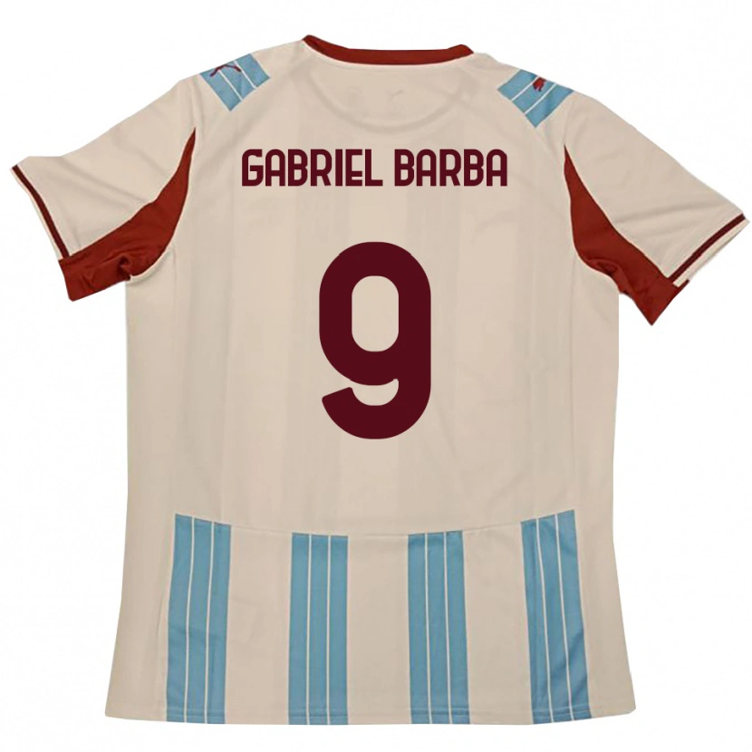 Danxen Mænd Luigi Gabriel Barba #9 Lyseblå Hvid Udebane Spillertrøjer 2025/26 Trøje T-Shirt