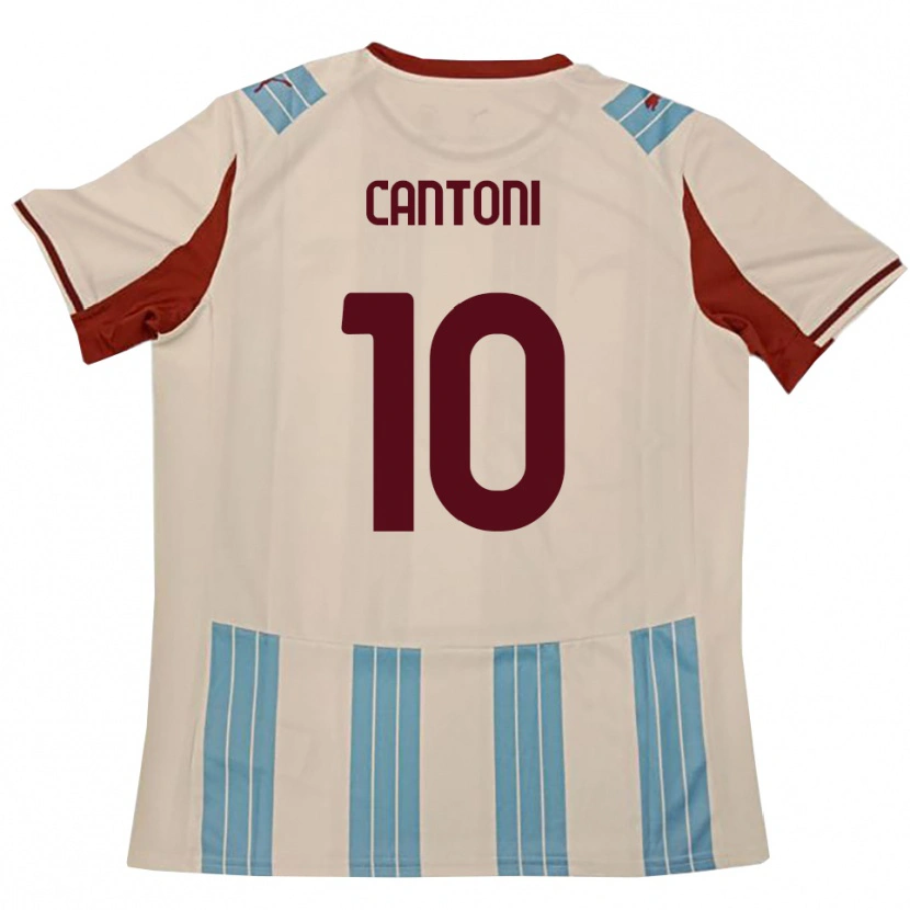 Danxen Mænd Simone Cantoni #10 Lyseblå Hvid Udebane Spillertrøjer 2025/26 Trøje T-Shirt