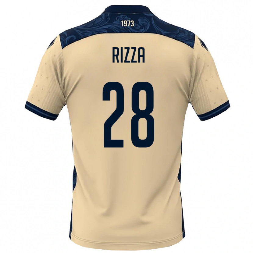 Danxen Mænd Alessio Rizza #28 Hvid Mørkeblå Udebane Spillertrøjer 2025/26 Trøje T-Shirt