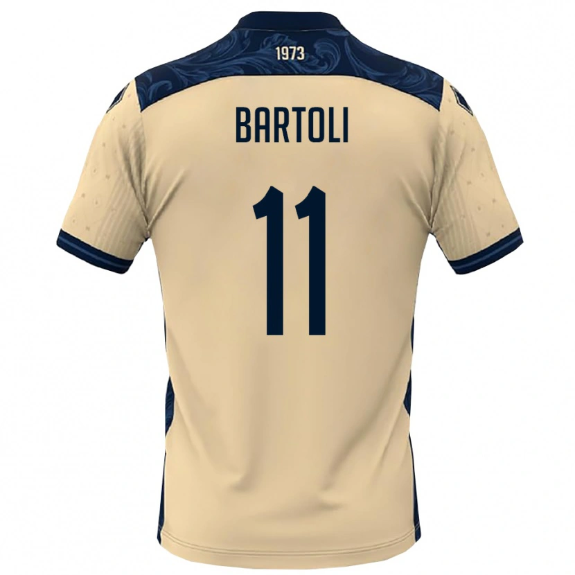 Danxen Mænd Emanuele Bartoli #11 Hvid Mørkeblå Udebane Spillertrøjer 2025/26 Trøje T-Shirt