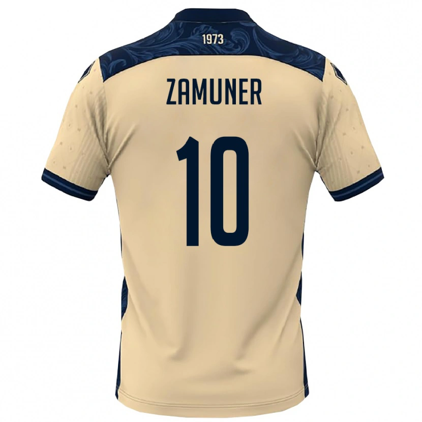 Danxen Mænd Mattia Zamuner #10 Hvid Mørkeblå Udebane Spillertrøjer 2025/26 Trøje T-Shirt