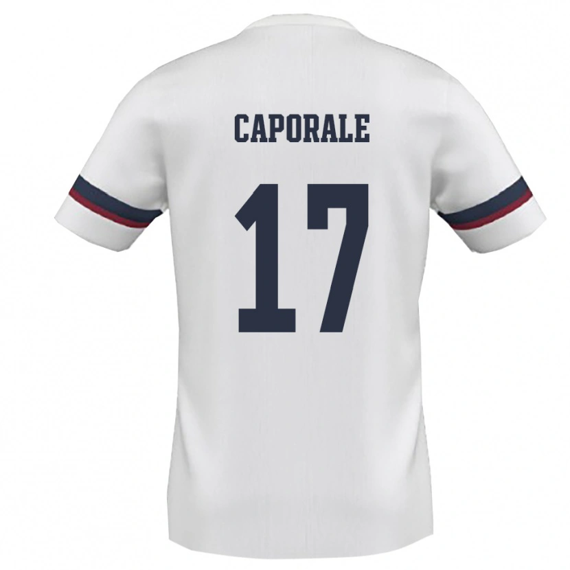 Danxen Mænd Alessandro Caporale #17 Hvid Rød Udebane Spillertrøjer 2025/26 Trøje T-Shirt
