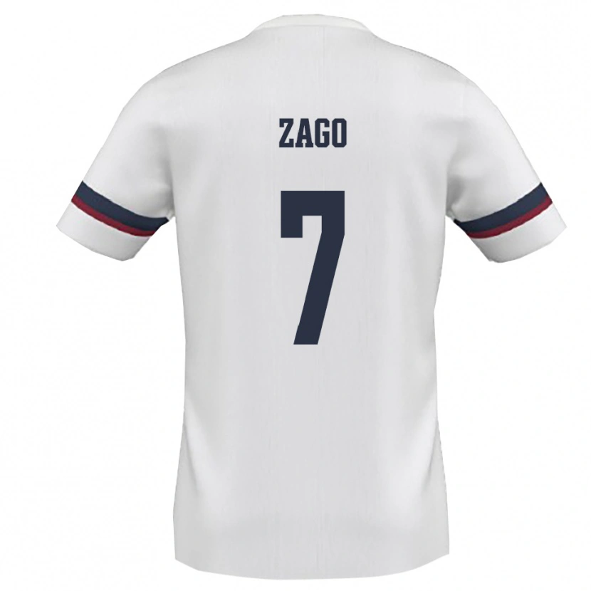 Danxen Mænd Federico Zago #7 Hvid Rød Udebane Spillertrøjer 2025/26 Trøje T-Shirt