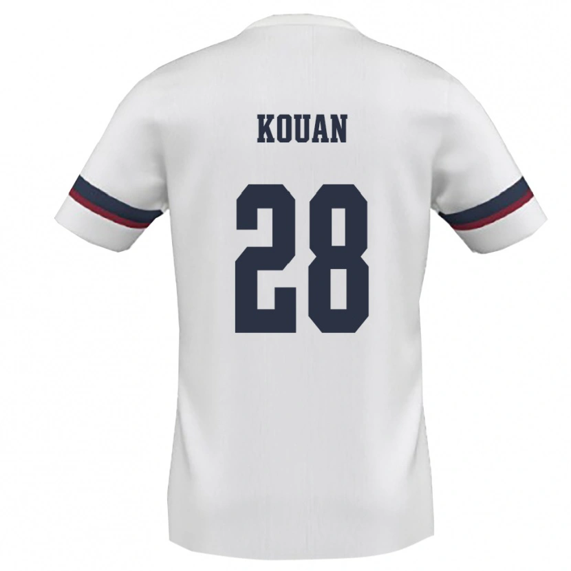 Danxen Mænd Christian Kouan #28 Hvid Rød Udebane Spillertrøjer 2025/26 Trøje T-Shirt