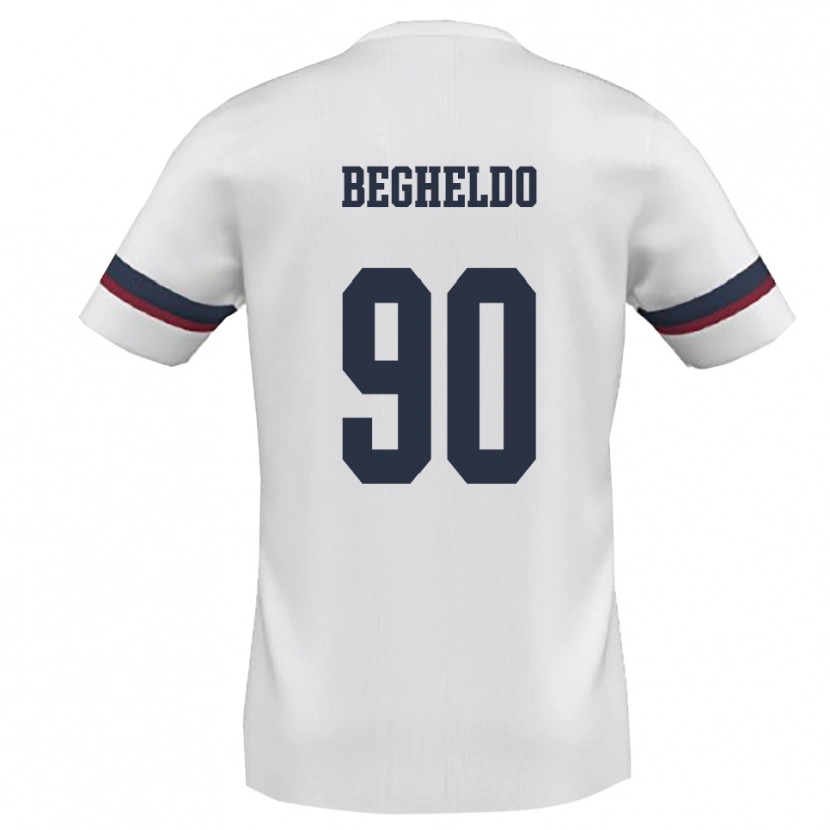 Danxen Mænd Gianmarco Begheldo #90 Hvid Rød Udebane Spillertrøjer 2025/26 Trøje T-Shirt