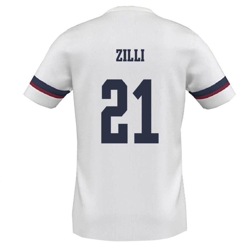 Danxen Mænd Massimo Zilli #21 Hvid Rød Udebane Spillertrøjer 2025/26 Trøje T-Shirt
