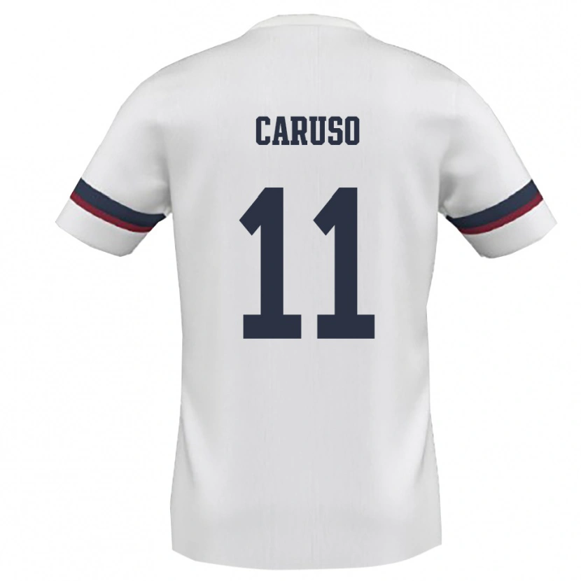 Danxen Mænd Daniele Caruso #11 Hvid Rød Udebane Spillertrøjer 2025/26 Trøje T-Shirt